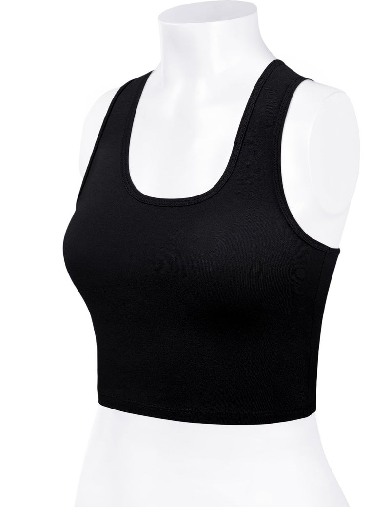 HATOPANTS Women Sleeveless Racerback Crop Tank Top Cami Backless Scoopneck Shirts Black L - Image 4